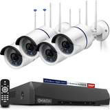 【2K,Dual Antenna Signal Enhancement】 Wireless Security Camera System,10-Channel 5.0MP NVR,4Pcs 3.0MP Home IP Cameras,OHWOAI Indoor/Outdoor CCTV Surveillance System, AI Human Detection,IP67