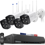 《𝗗𝘂𝗮𝗹 𝗔𝗻𝘁𝗲𝗻𝗻𝗮𝘀 & 𝟮-𝗪𝗮𝘆 𝗔𝘂𝗱𝗶𝗼》5.0MP Wireless Security Camera System Outdoor with Night Vision,Wireless Home Wi-Fi Video Surveillance 10 channel NVR Kit for 24/7 Record