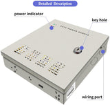 Fuente de Alimentación para CCTV, Caja de 18 Puertos, Suministro de Energía Distribuido de CC a CA 12V 20A, Enchufe de CA y Cierre para Cámaras de Seguridad, DVR, Cámaras IP, Cámaras CCTV