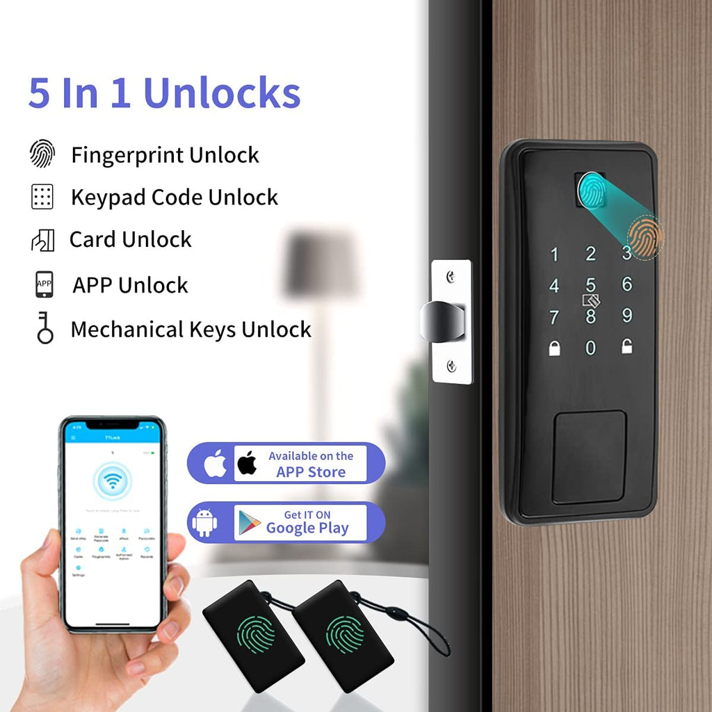 Smart Biometric Electronic Deadbolt,Passcode,Touchscreen Keypad,Finger ...