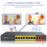 Load image into Gallery viewer, 【Full Gigabit】8 Port Gigabit Poe Switch +2 Ethernet Uplink Port+1 SFP Port,150W Unmanaged Outdoor Computer Network Passthrough Powered Gig Router,OHWOAI POE Gigabit Switch,Fanless,Plug&amp;Play