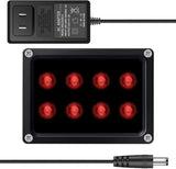 IR Illuminator,850nm 8-LED IR Illuminators,Ir Lights for Security Cameras,10ft 12V 2A Power Supply,OHWOAI Long Range Infrared Light