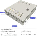 Fuente de Alimentación para CCTV, Caja de 18 Puertos, Suministro de Energía Distribuido de CC a CA 12V 20A, Enchufe de CA y Cierre para Cámaras de Seguridad, DVR, Cámaras IP, Cámaras CCTV