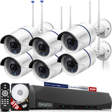 2-Antennas Enchance Security Camera System Wireless, 10-Channel 5.0MP NVR, 6PCS 1536P 3.0MP CCTV WI-FI IP Cameras for Homes