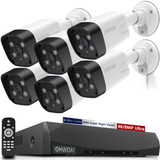 Sistema de Cámaras POE 4K, 6 cámaras de seguridad con cable H.265+ de 8.0MP 4K POE, Sistema de Vigilancia de Video para el Hogar, NVR de 8MP/4K de 8 Canales, Detección de Humanos con IA, Almacenamiento de Grabación HDD, Resistente al Agua IP66, Audio