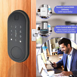 将图片加载到图库查看器，Smart Keyless Entry Door Lock,Electronic Bluetooth Fingerprint Deadbolt Front Door,Passcode,Touchscreen Keypad,Card,Keys,Biometric Door Lock for Home/Hotel,APP&amp;Voice Control,Support Gateway&amp;Alexa