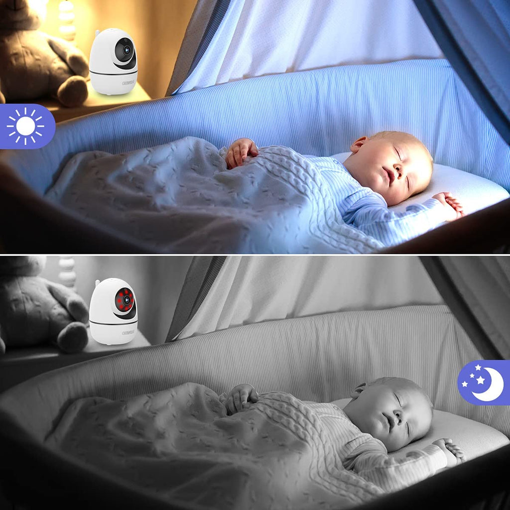 Monitor de bebé con cámara digital, cámara de seguridad inalámbrica para interiores de 1080p, cámara de vigilancia giratoria OHWOAI, con audio bidireccional, visión nocturna y detección de movimiento