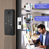 Smart Biometric Electronic Deadbolt,Passcode,Touchscreen Keypad,Fingerprint,Card Bluetooth Door Lock,Support Wi-Fi Gateway&Alexa