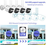 Load image into Gallery viewer, 【2K 3.0MP&amp;2 Way Audio】 Wireless Security Camera System,8CH NVR,4Pcs Dual Antenna Home WiFi IP Cameras with Floodlights,OHWOAI Surveillance Video Security System Outdoor,IP66,AI Human Detection,1TB HDD