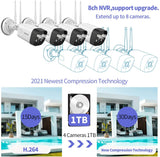 Sistema de Cámaras de Seguridad Inalámbricas, NVR de 8CH, 4 Cámaras IP WiFi para el Hogar con Antenas Duales y Reflectores, Sistema de Videovigilancia Exterior OHWOAI, IP66, Detección de Humanos con IA, HDD de 1TB