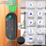 将图片加载到图库查看器，Smart Keyless Entry Door Lock,Electronic Bluetooth Fingerprint Deadbolt Front Door,Passcode,Touchscreen Keypad,Card,Keys,Biometric Door Lock for Home/Hotel,APP&amp;Voice Control,Support Gateway&amp;Alexa