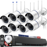 2-Antennas Enchance Security Camera System Wireless, 10-Channel 5MP NVR, 8PCS 1536P 3.0MP CCTV WI-FI IP Cameras for Homes,OHWOAI HD Surveillance Video Security System.