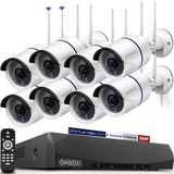 将图片加载到图库查看器，2-Antennas Enchance Security Camera System Wireless, 10-Channel 5MP NVR, 8PCS 1536P 3.0MP CCTV WI-FI IP Cameras for Homes,OHWOAI HD Surveillance Video Security System.