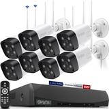 Sistema de Cámaras de Seguridad Inalámbricas, 8 Cámaras IP Wi-Fi CCTV para el Hogar de 5.0MP, NVR de 10 Canales, Sistema de Video Vigilancia HD de OHWOAI con Antenas Duales, Detección de IA, Audio Bidireccional