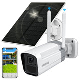 将图片加载到图库查看器，Solar Security Camera Wireless Outdoor, Solar Powered WiFi System,Solar Security Camera for Home Security with Rechargeable Battery, 3.0MP, 2-Way Talk with PIR Motion Detection Night Vision WiFi Camera Outdoor IP66 Waterproof